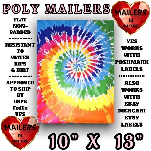 ( Quantity 25 10x13 ) Tye Dye Poly Mailer Bag Shipping Envelopes - Picture 2 of 2